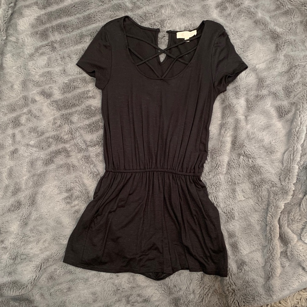Black cotton romper